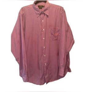 Lauren Ralph  red and‎ white checkered cotton button-down shirt. Size 17 34/34